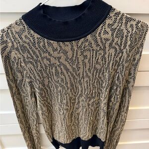 Halogen Black and Gold Metallic Knit Top